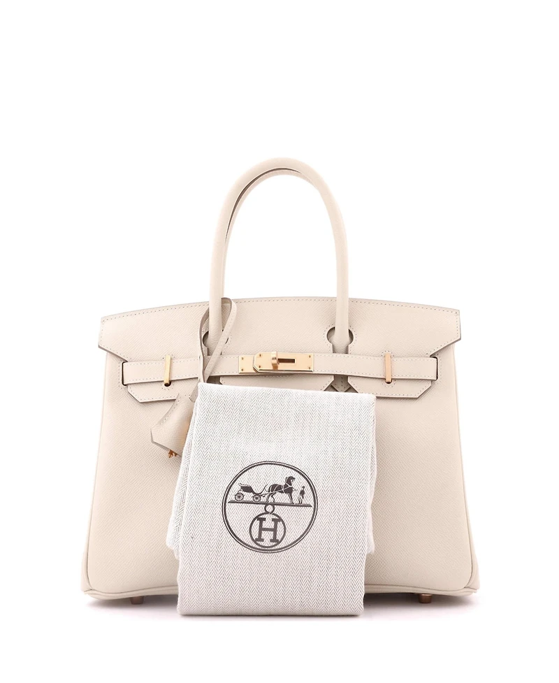 Pre-Owned Hermes Birkin 30 Handbag Light Epsom with Rose Gold Hardware