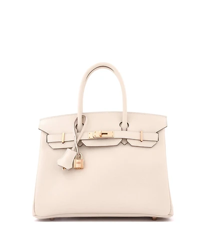 Pre-Owned Hermes Birkin 30 Handbag Light Epsom with Rose Gold Hardware