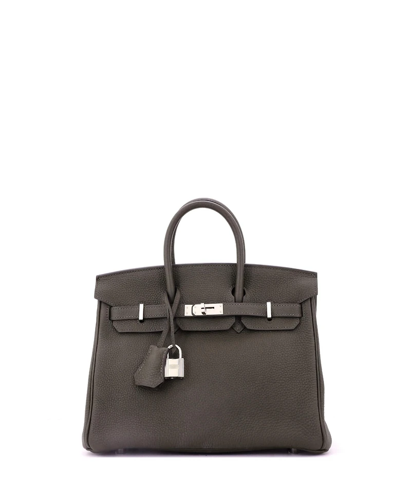 Pre-Owned HERMES Birkin 25 Handbag Green Togo with Palladium Hardware