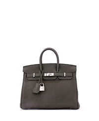 Pre-Owned HERMES Birkin 25 Handbag Green Togo with Palladium Hardware