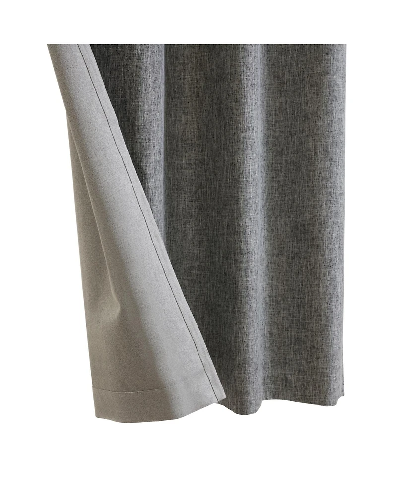 Thermaplus 100% Polyester Duo Reversible Tone Textured Blackout Grommet Curtain Panel 52" x 95" Black to Light Grey