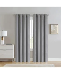 Thermaplus 100% Polyester Duo Reversible Tone Textured Blackout Grommet Curtain Panel 52" x Grey to Taupe