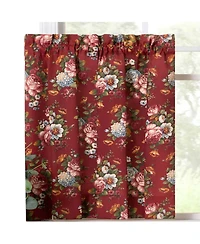 Ellis Bella Rose Stylish Medium Scale Printed Floral Pattern 1.5" Rod Pocket Tier 56"x36" Red