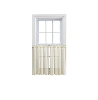 Ellis Curtain Shadow Stripe 1.5" Rod Pocket Tailored Tier Pair for Windows 80" x 36" Natural