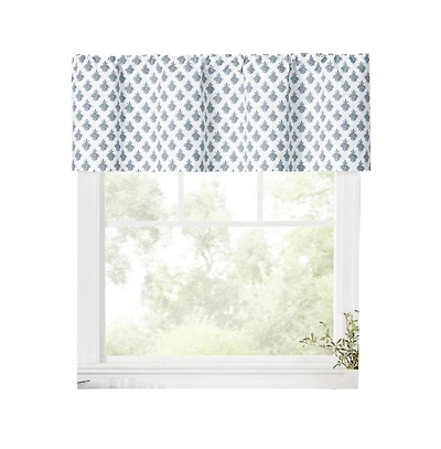 Ellis Curtain Manchester 3" Rod Pocket 100% Cotton Machine Wash and Dry Scallop Valance Lined 50" x 16" Blue