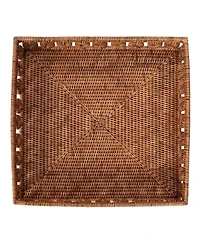 Artifacts Rattan Inna Design Square Tray 16" With Glass Insert