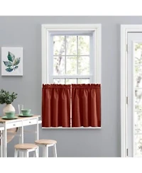 Ellis Lisa Solid Color 1.5 X22 Rod Pocket Poly Cotton Duck Fabric Tailored Tiers 56 X22x36 X22 Red