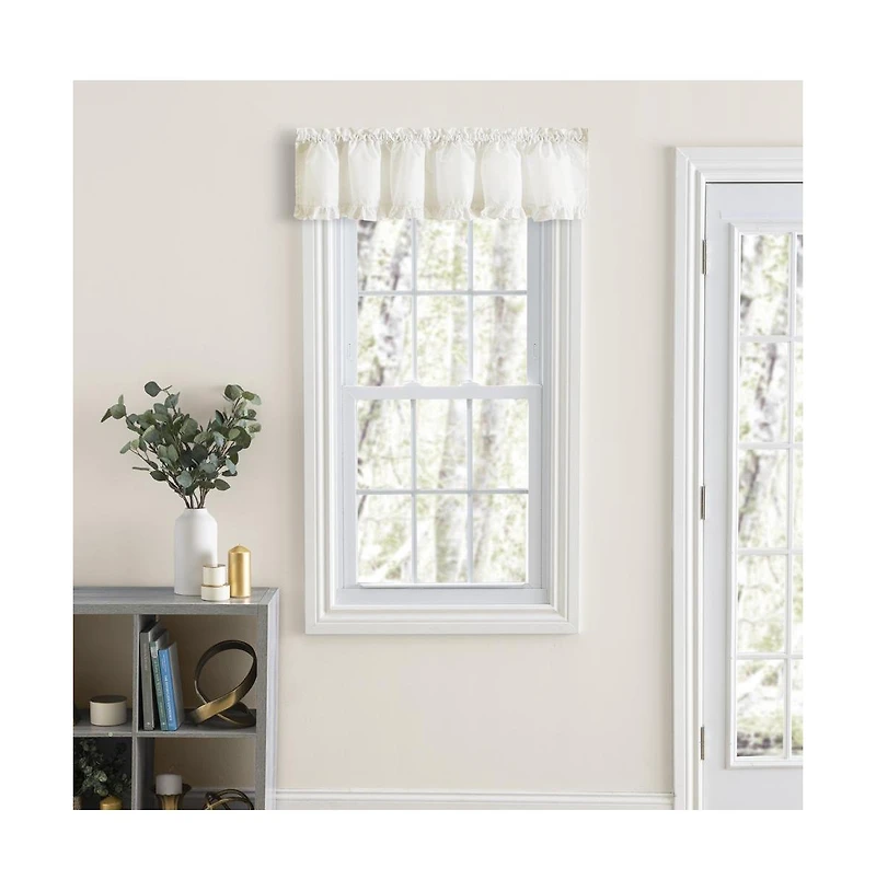 Home Classic Narrow Ruffle Rod Pocket Valance 74" x 12" Natural by Ellis Curtain