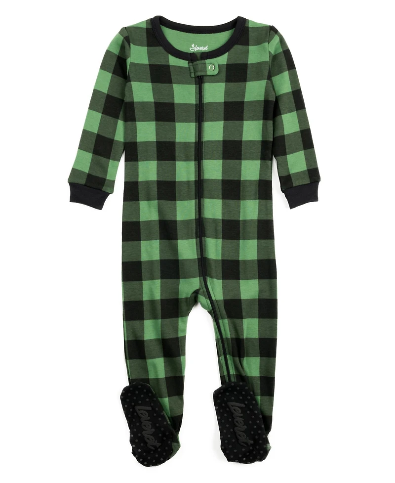Leveret Kids Footed Cotton Plaid Holiday Pajamas