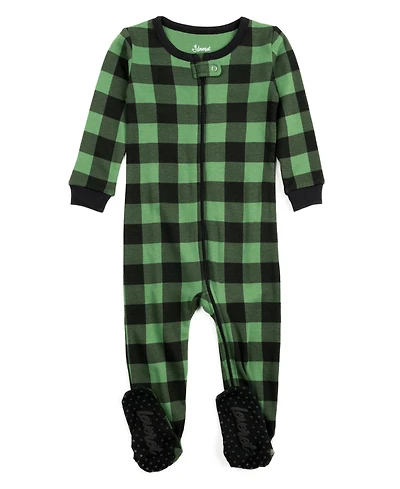Leveret Kids Footed Cotton Plaid Holiday Pajamas