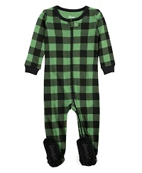 Leveret Kids Footed Cotton Plaid Holiday Pajamas
