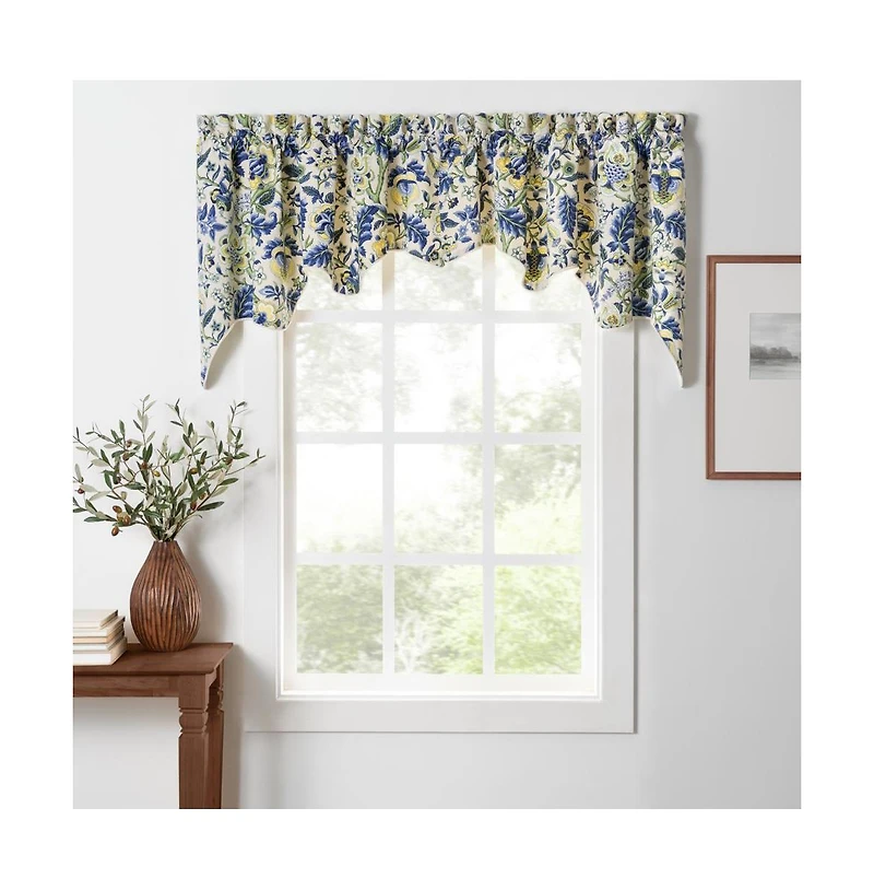 Ellis Curtain Regency Swag Shaped 3" Rod Pocket Valances for Windows 100" x 30" Blue