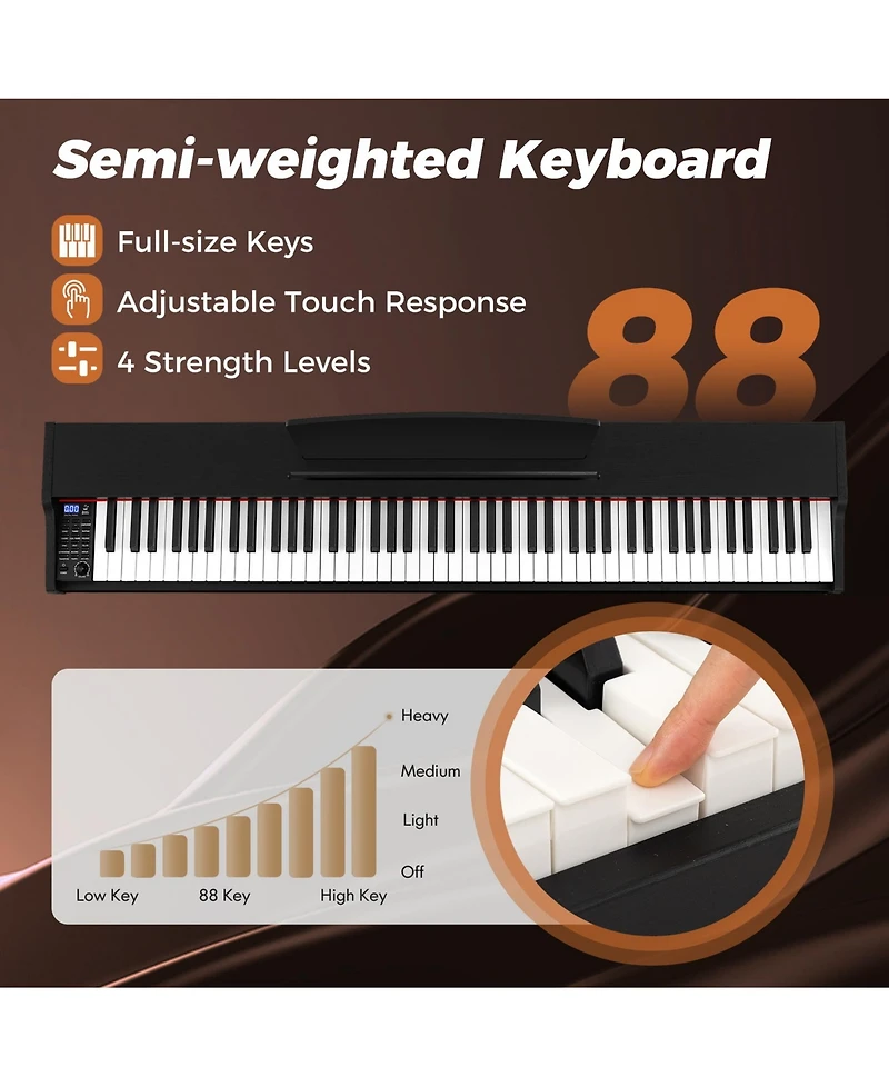 Sugift 88-Key Keyboard Piano Set with Adjustable Stand