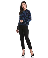 Rafaella Petite Scrolls Print Crew Neck Novelty Long Sleeve Sweater