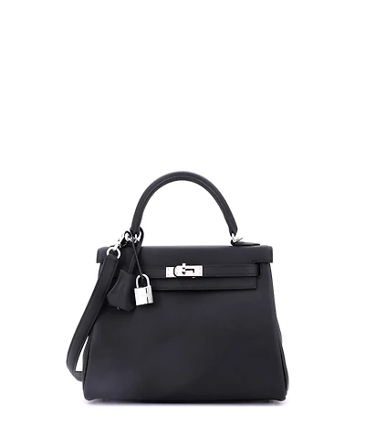 Pre-Owned Hermes Kelly 25 Handbag Swift with Palladium Hardware