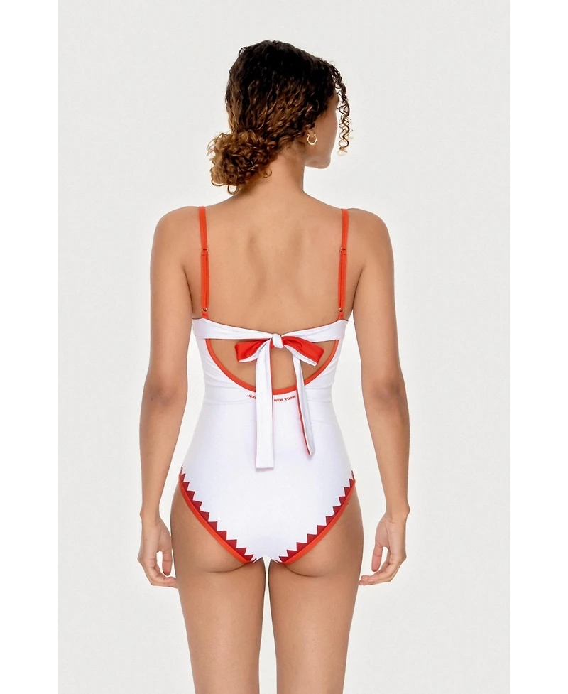Jessie Zhao New York Women's Red Coral Reversible V-Neck One-Piece Swimsuit