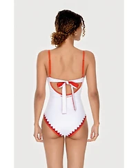 Jessie Zhao New York Women's Red Coral Reversible V-Neck One-Piece Swimsuit