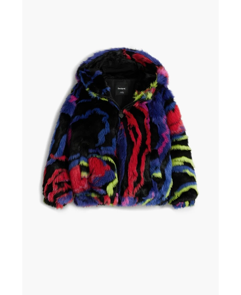 Desigual Girls's Rainbow fur jacket