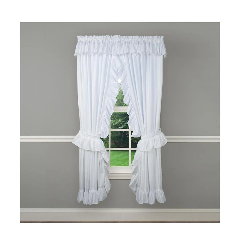 Ellis Curtain 2-Piece Ruffled Priscilla Window Curtain Panel Pair with ties - 80x84" White