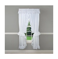 Ellis Curtain 2-Piece Ruffled Priscilla Window Curtain Panel Pair with ties - 80x84" White