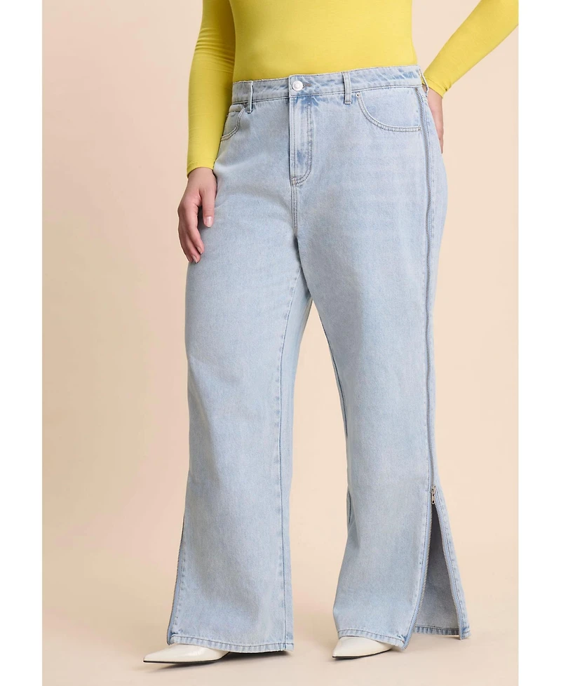 Eloquii Women's Side Zip Loose Jean