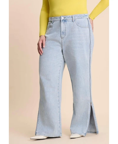 Eloquii Women's Side Zip Loose Jean
