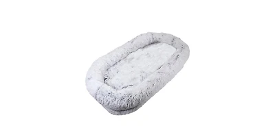 Grey White Human Dog Bed Washable Faux Fur Dog Bed Napping Orthopedic Dog Bed