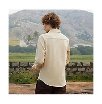 Campus Sutra Men's Saltbox Beige Solid Knit Shirt