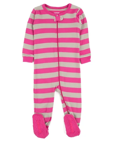 Leveret Kids Footed Cotton Striped Holiday Pajamas