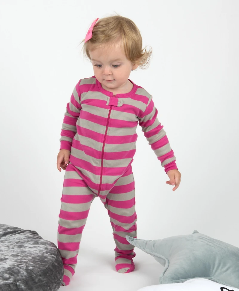 Leveret Kids Footed Cotton Striped Holiday Pajamas