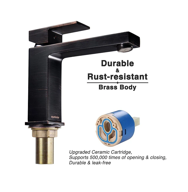 Aquaterior Wall Mount Ceramic Sink w/ Bathroom Square Single Handle Faucet Orb