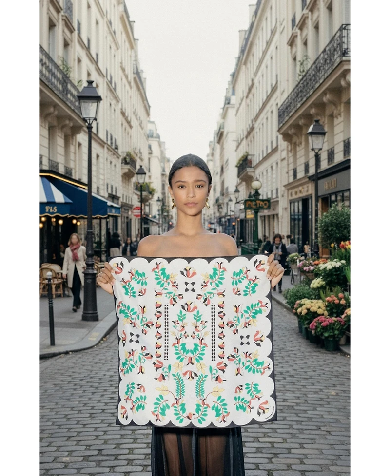 Jessie Zhao New York Double Sided Silk Scarf Floral Parade