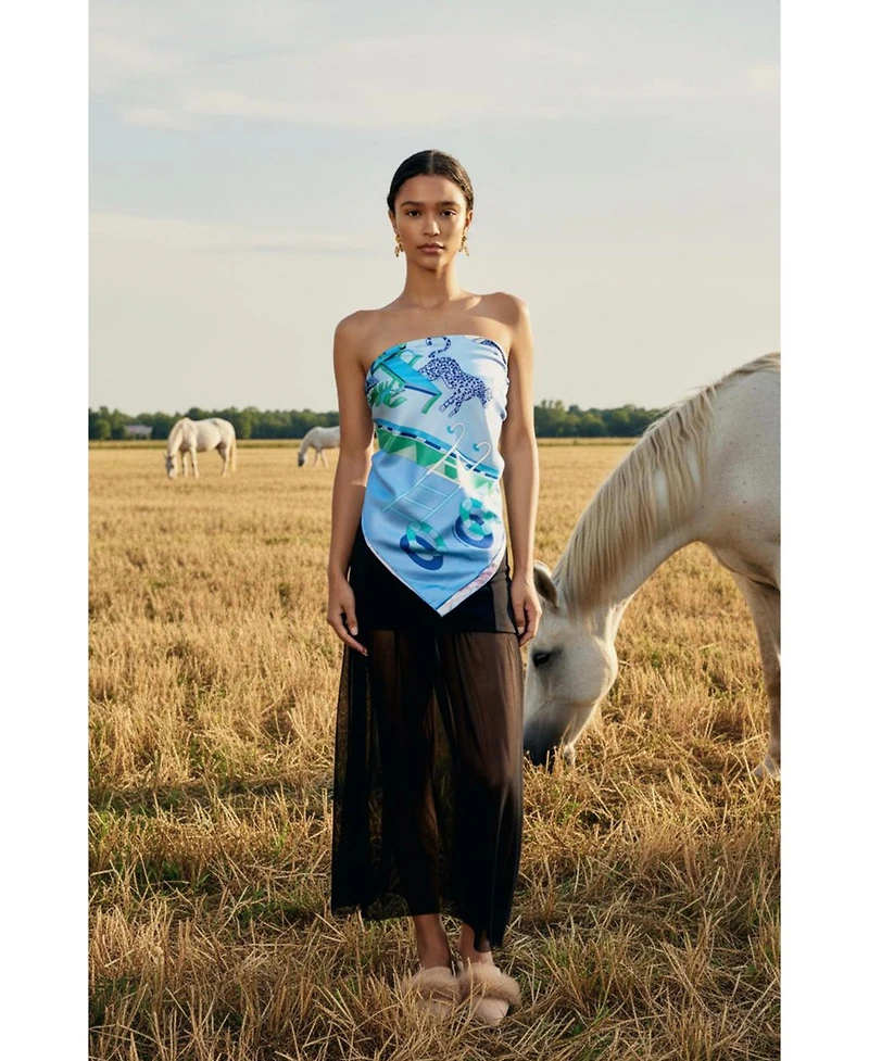 Jessie Zhao New York Double Sided Silk Scarf Jungle Party