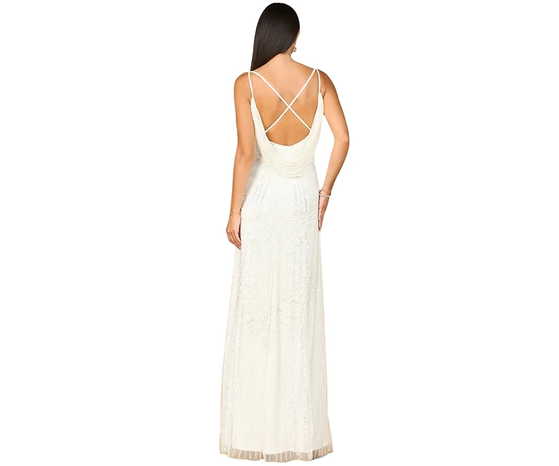 Lara Women's Beaded Gown with Cowl Back