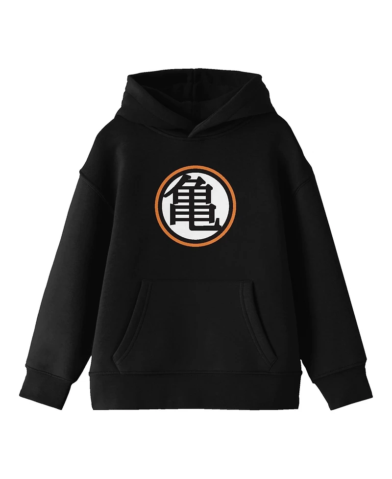 Dragon Ball Z Boys Kanji Emblem Long Sleeve Youth Black Hooded Sweatshirt-xl