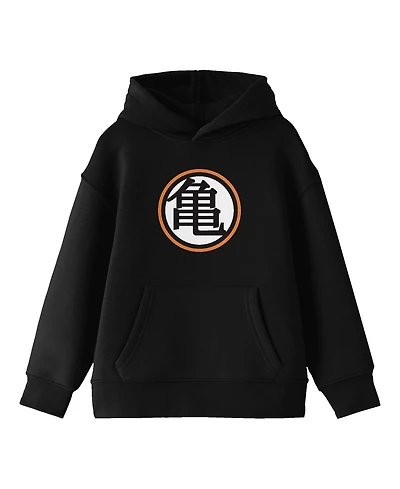 Dragon Ball Z Boys Kanji Emblem Long Sleeve Youth Black Hooded Sweatshirt-xl