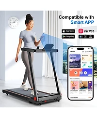 DeerRun Treadmills for Home with Incline and Handles, 3.0 Hp Foldable Treadmill Running Machine with Smart App