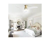 52-inch Modern Classic Golden 3-Blade Flush Mount with Intelligent Remote Control and Light