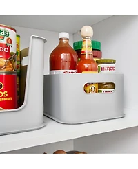 mDesign Plastic Pantry Storage Bin with Handles - Set of 4 - Gray - Made in Usa