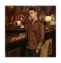 Campus Sutra Men's Chocolate Brown Mozaic-Tactile Shirt
