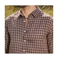 Campus Sutra Men's Mocha Brown Bi-Check Shirt