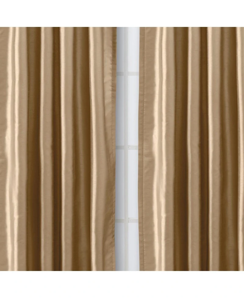 Ellis Curtain Luna Faux-Silk Rod Pocket/Back Tab Tailored Pairs - 100x63", Taupe