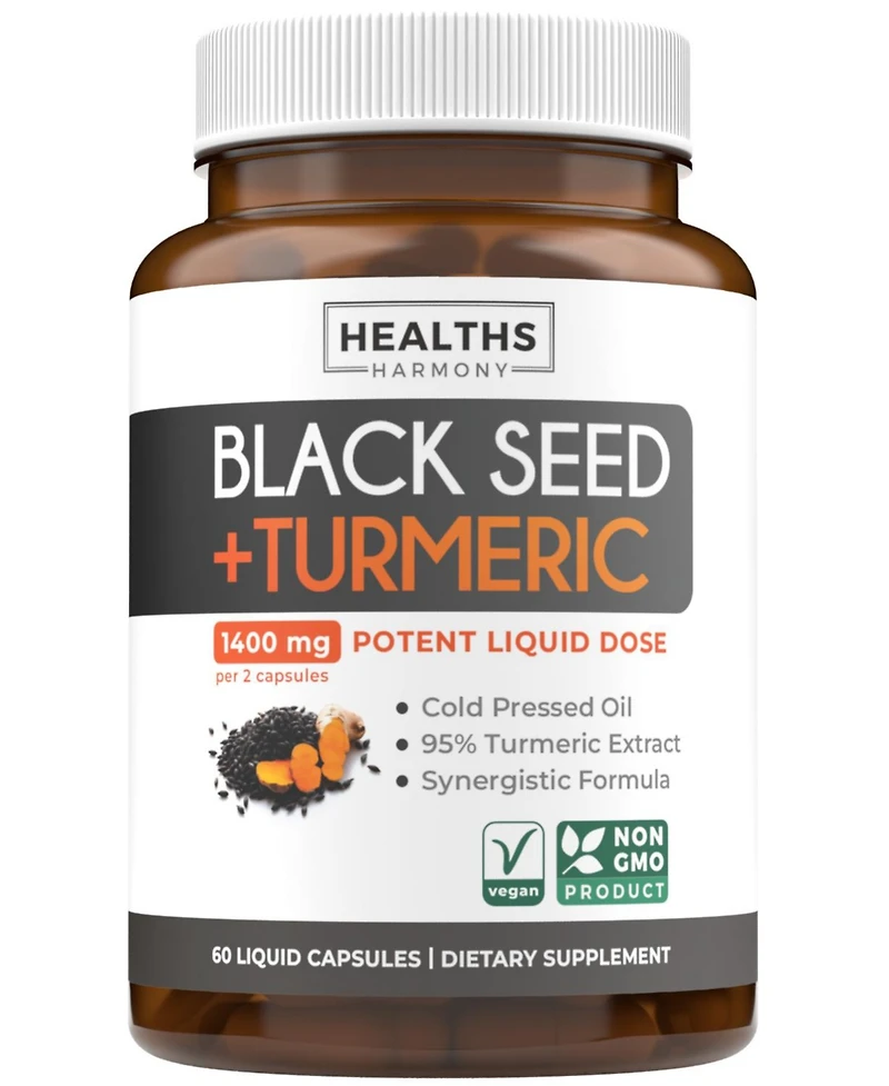 Healths Harmony Black Seed Oil + Turmeric, 60ct