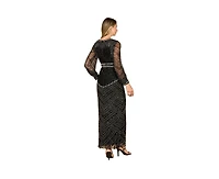 Lara Women's V Neck Beaded Long Sleeve Dress