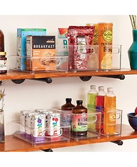 iDesign Plastic Stackable Pantry Bins with Handles, Pack, Clear