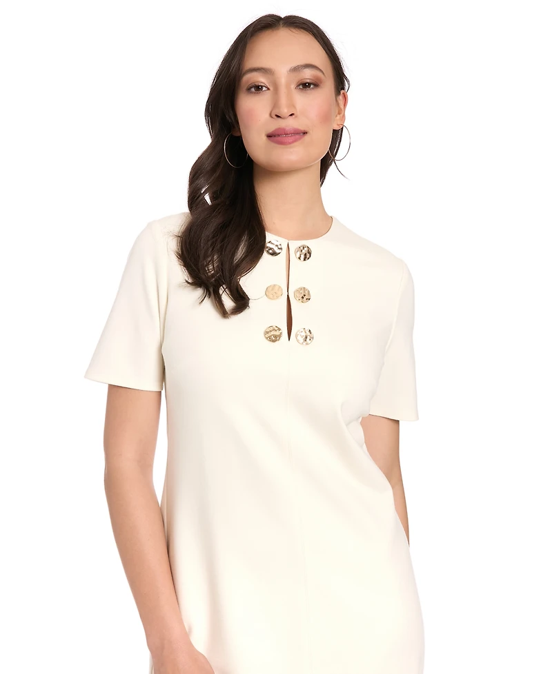 London Times Petite Crewneck Shift Mini Dress