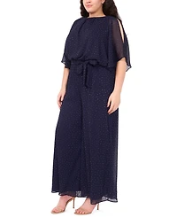 Msk Plus Size Rhinestone Overlay Boat Neck Jumpsuit