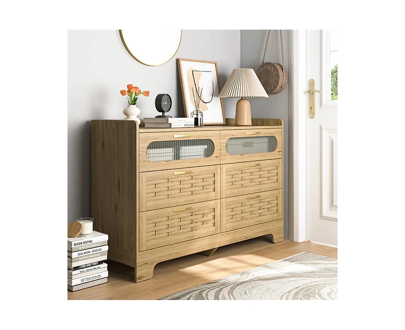 Casainc Wood Storage Cabinet with 6 Drawers