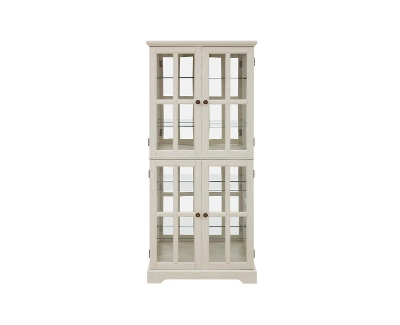 Casainc Curio Display Cabinet with Glass Doors Adjustable Shelves E26 Bulb Included