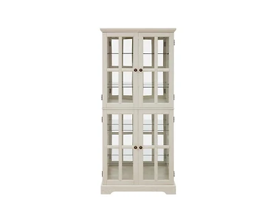 Casainc Curio Display Cabinet with Glass Doors Adjustable Shelves E26 Bulb Included